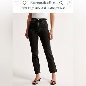 Abercrombie & Fitch Ultra High Rise Ankle Straight Jean in Black Size 27/4 NWT